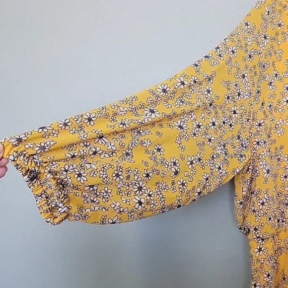 Lane Bryant yellow floral drawstring waist peplum babydoll blouse plus sz‎ 18 2X - Picture 5 of 9